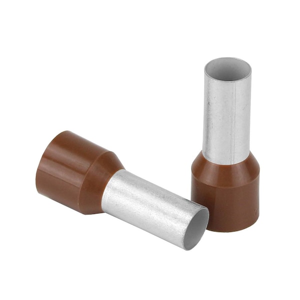 Pacer Brown 4 AWG Wire Ferrule - Longitud de 16mm - Paquete de 10 - TFRL4-16MM-10