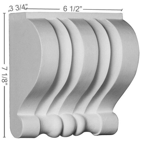 Ekena Millwork 6 1/2"W x 3 3/4"D x 7 1/8"H Elsinore Corbel - COR07X04X07EL