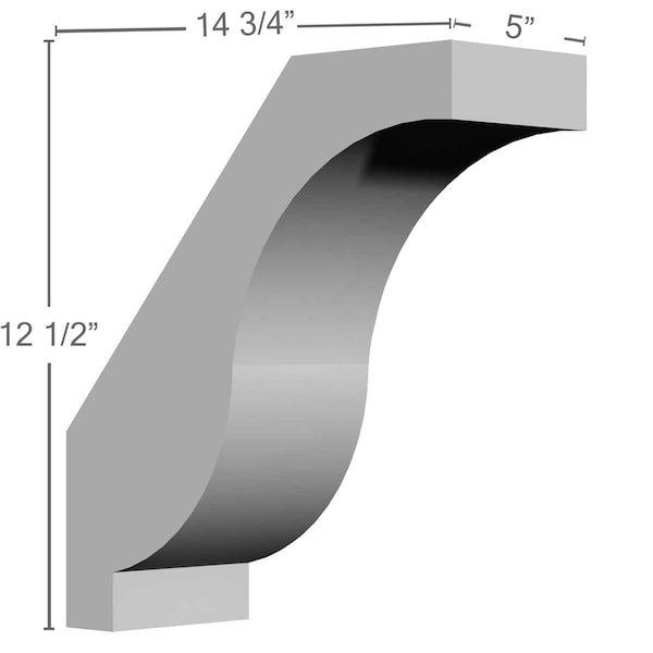 Ekena Millwork 5"W x 14 3/4"D x 12 1/2"H Reece Bracket - BKT05X14X12RE