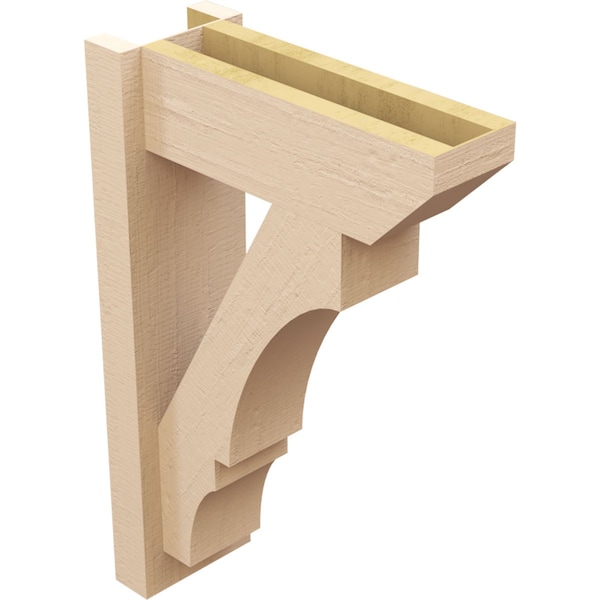 Ekena Millwork 6-in W x 16-in D x 24-in H Balboa Slat Rough Cedar Woodgrain TimberThane Outlooker, Primed Tan - OUTUR060X16X24BOA24RCPR