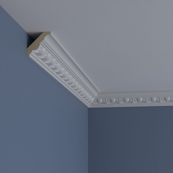 Ekena Millwork 2 1/8"H x 2 1/8"P x 3"F x 94 1/2"L Egg & Dart Crown Moulding - MLD02X02X03EG