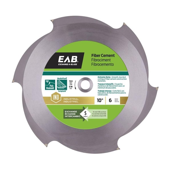 Exchange-A-Blade 10 in. x 6 Teeth Fiber Cement Industrial Recyclable Exchangeable Saw Blade - 1017412