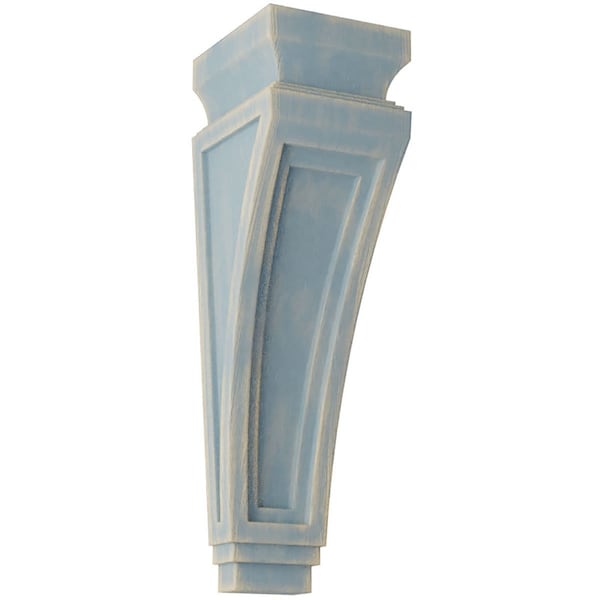 Ekena Millwork 3 7/8"W x 4 1/2"D x 14"H Arts and Crafts Wood Vintage Decor Corbel, Driftwood Blue - CORWD03X04X14ARBU