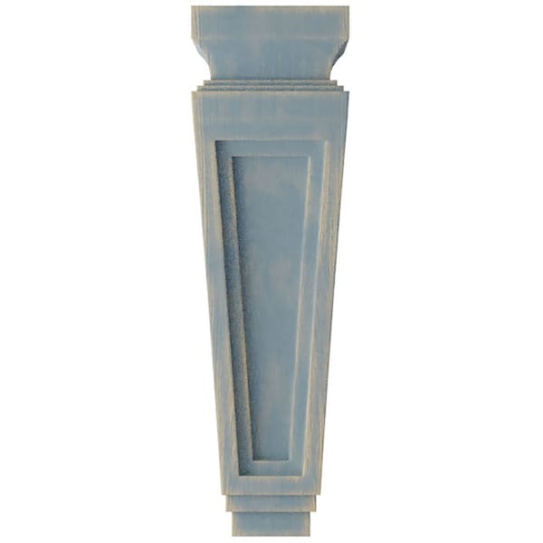 Ekena Millwork 3 7/8"W x 4 1/2"D x 14"H Arts and Crafts Wood Vintage Decor Corbel, Driftwood Blue - CORWD03X04X14ARBU