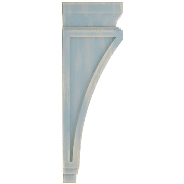 Ekena Millwork 3 7/8"W x 4 1/2"D x 14"H Arts and Crafts Wood Vintage Decor Corbel, Driftwood Blue - CORWD03X04X14ARBU