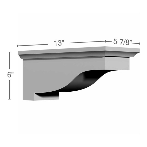 Ekena Millwork 6"W x 13 1/8"D x 5 7/8"H Dublin Bracket - BKT13X06X05DU