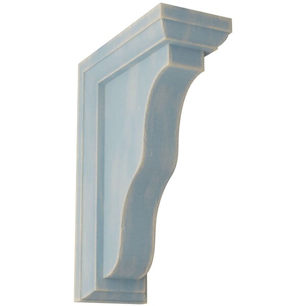 Ekena Millwork 2 1/4"W x 5"D x 7"H Hamilton Traditional Wood Vintage Decor Bracket, Driftwood Blue - BKTWD02X05X07HABU