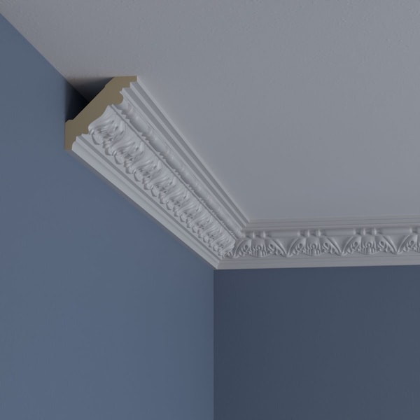 Ekena Millwork 2 5/8"H x 2 5/8"P x 3 5/8"F x 94 1/2"L Tirana Crown Moulding - MLD03X03X04TI