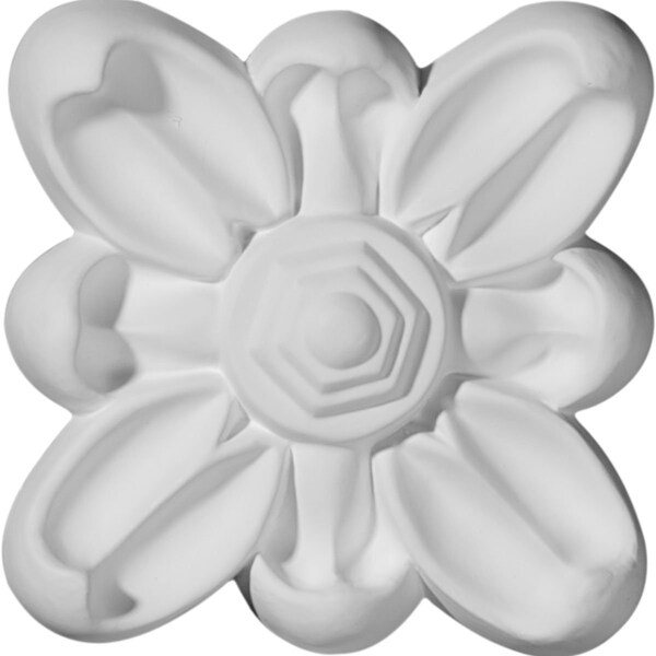 Ekena Millwork 3 7/8"W x 3 7/8"H x 3/4"P Emery Flower Square Rosette - ROS03X04EM