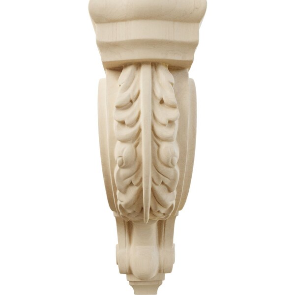 Ekena Millwork 3"W x 7 3/4"D x 10"H Small Hudson Acanthus Wood Corbel, Rubberwood - CORW03X08X10HDRW
