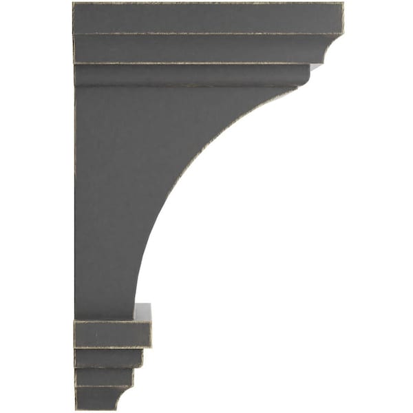 Ekena Millwork 3 1/2"W x 3 3/4"D x 6"H Mini Jefferson Wood Vintage Decor Corbel, Black - CORWD03X03X06JEBL