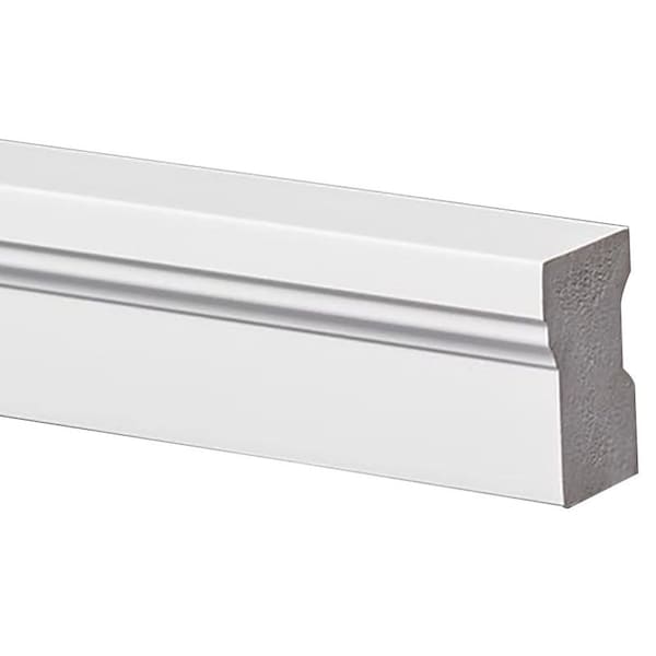 Inteplast Group 0 Brick Moulding, 114 in W, 2 in H, Flat Back, Smooth Profile, PVC, White - 63510009866