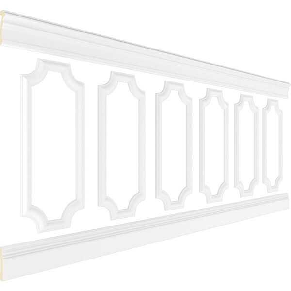 Ekena Millwork 94 1/2"L (Adjustable 40"H to 44"H) Ashford Scalloped Panel Traditional Wainscot Paneling Kit - WPKUSC011P040