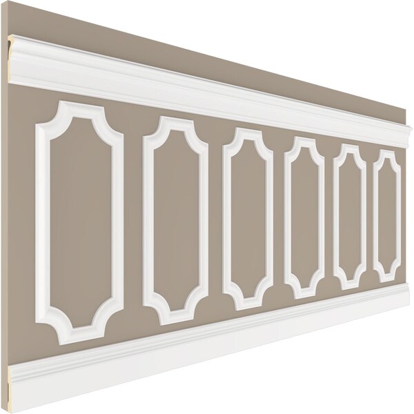 Ekena Millwork 94 1/2"L (Adjustable 40"H to 44"H) Ashford Scalloped Panel Traditional Wainscot Paneling Kit - WPKUSC011P040