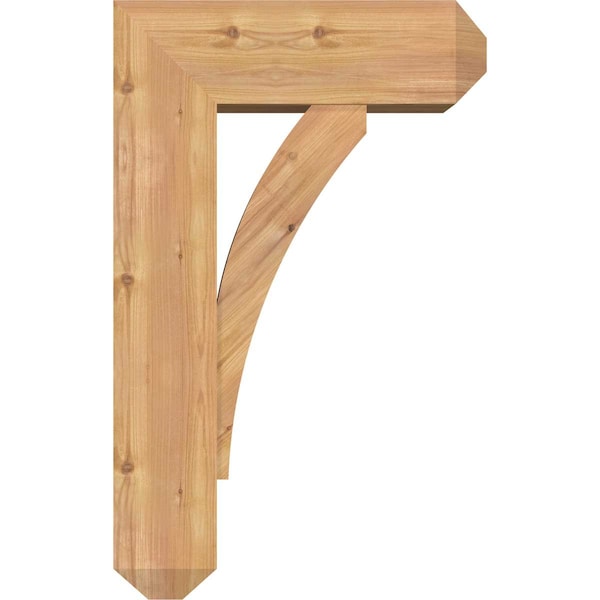 Ekena Millwork Thorton Craftsman Smooth Bracket w/ Offset Brace, Western Red Cedar, 7 1/2"W x 20"D x 32"H - BKT0806X20X32THR04SWR