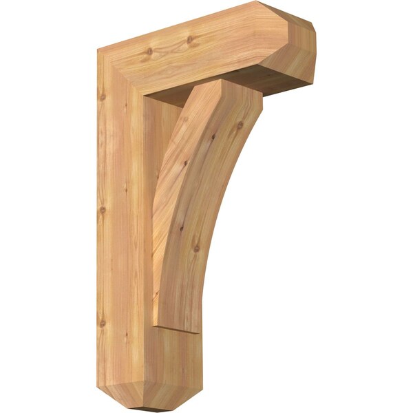 Ekena Millwork Thorton Craftsman Smooth Bracket w/ Offset Brace, Western Red Cedar, 7 1/2"W x 20"D x 32"H - BKT0806X20X32THR04SWR