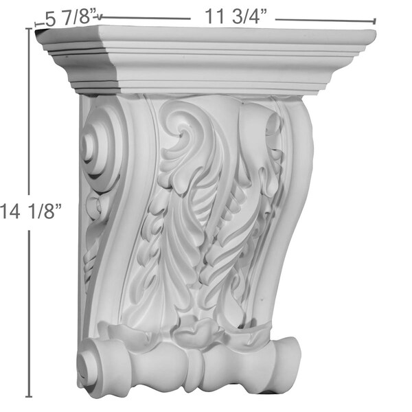 Ekena Millwork 11 3/4"W x 5 7/8"D x 14 1/8"H Lyon Twin Leaf Corbel - COR11X05X14LY
