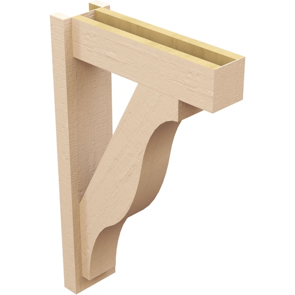 Ekena Millwork 6-in W x 20-in D x 32-in H Funston Block Rough Cedar Woodgrain TimberThane Outlooker, Primed Tan - OUTUR060X20X32FST44RCPR