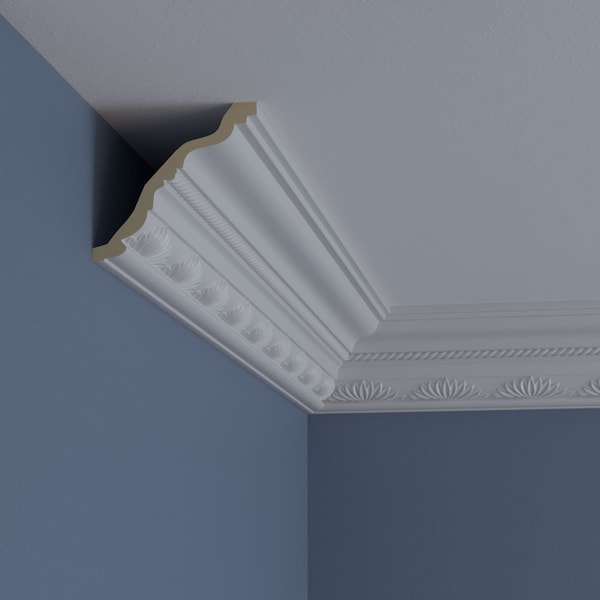 Ekena Millwork 3 7/8"H x 4 1/8"P x 5 3/4"F x 94 1/2"L, (3 7/8" Repeat), Chesterfield Running Rope Crown Moulding - MLD03X04X05CH