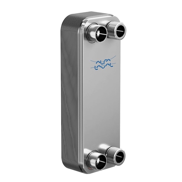 Alfa Laval 100 Stainless Steel Plate Heat Exchanger, AISI 316L, 60 Plates, Single Circuit, Solder Port 118 - ALFANOVA 27-60H
