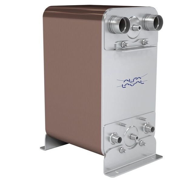 Alfa Laval Brazed Plate Heat Exchanger, AISI 316L, Stainless Steel, 50 Plates -Dual Circuit Conderser 675k BTU - ACH240DQ-50AH-F