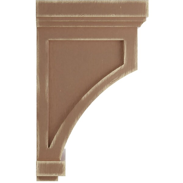 Ekena Millwork 4 1/4"W x 4 1/4"D x 7"H Fluted Wood Vintage Decor Corbel, Weathered Brown - CORWD04X04X07FLBR