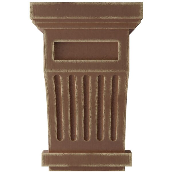 Ekena Millwork 4 1/4"W x 4 1/4"D x 7"H Fluted Wood Vintage Decor Corbel, Weathered Brown - CORWD04X04X07FLBR