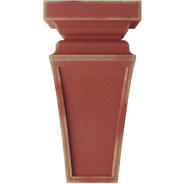Ekena Millwork 4"W x 4 3/4"D x 8"H Small Nevio Wood Vintage Decor Corbel, Salvage Red - CORWD04X04X08NERD