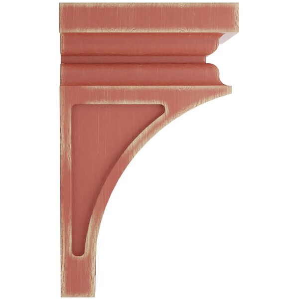 Ekena Millwork 4"W x 4 3/4"D x 8"H Small Nevio Wood Vintage Decor Corbel, Salvage Red - CORWD04X04X08NERD