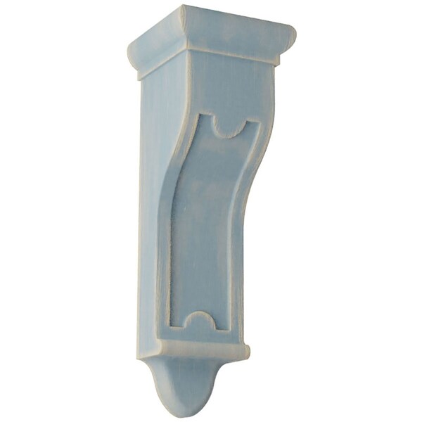 Ekena Millwork 4"W x 4"D x 12"H Arts and Crafts Wood Vintage Decor Corbel, Driftwood Blue - CORWD04X04X12ARBU