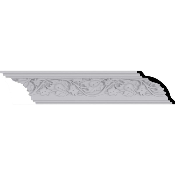 Ekena Millwork 3 7/8"H x 4"P x 5 5/8"F x 94 1/2"L, (8" Repeat), Rose Crown Moulding - MLD03X04X05RO