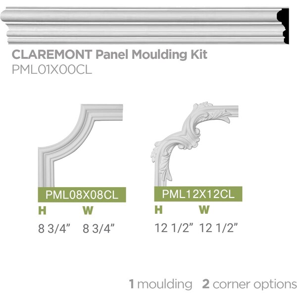 Ekena Millwork SAMPLE - 1 3/4"H x 1/2"P x 12"L Claremont Panel Moulding - SAMPLE-PML01X00CL