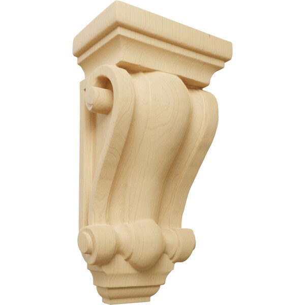 Ekena Millwork 4"W x 2 1/2"D x 7 1/2"H Cole Pilaster Wood Corbel, Alder - CORW04X02X07COAL