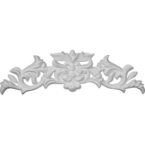 Ekena Millwork 11 3/4"W x 3 1/2"H x 5/8"P Pearl Center with Scrolls Onlay - ONL11X03X01PE