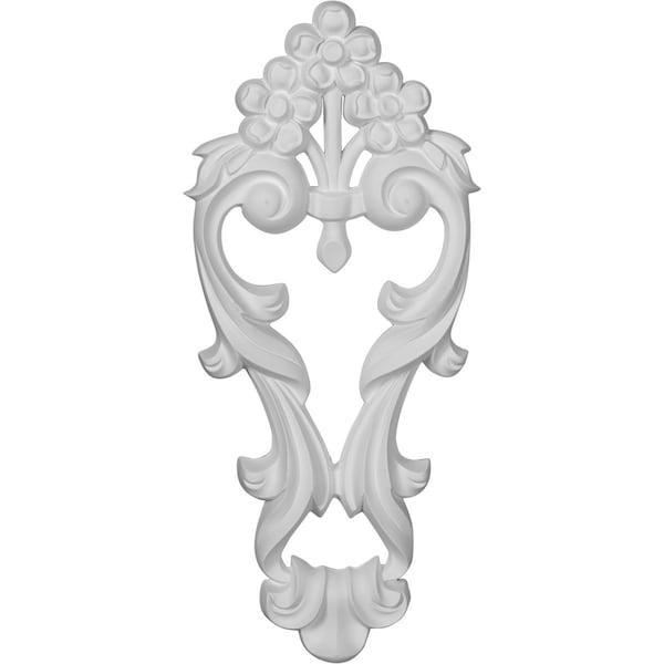 Ekena Millwork 7 1/8"W  x 16"H x 1 1/8"P Medium Flowers with Flowing Leaves Drop Onlay - ONL07X16X01FL