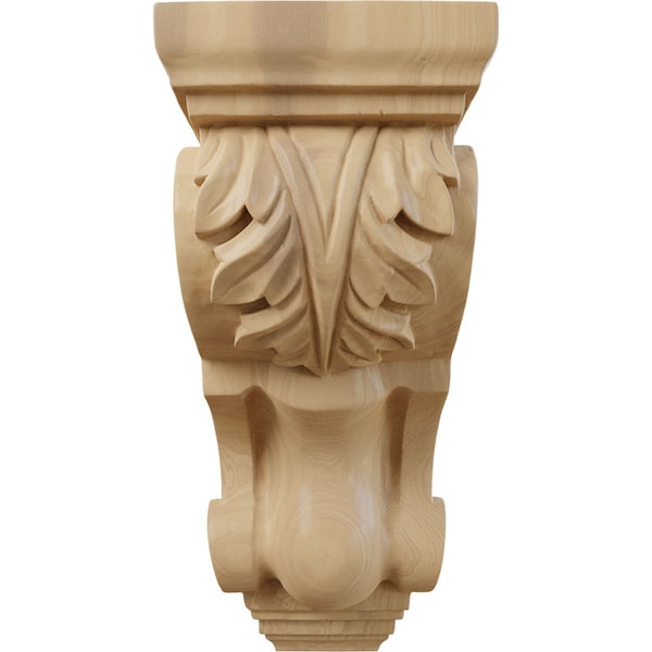 Ekena Millwork 4 1/2"W x 5"D x 10"H Medium Traditional Acanthus Corbel, Cherry - CORW04X05X10TACH