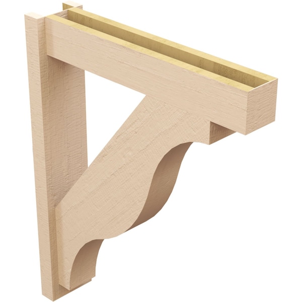 Ekena Millwork 6-in W x 28-in D x 34-in H Funston Block Rough Cedar Woodgrain TimberThane Outlooker, Primed Tan - OUTUR060X28X34FST44RCPR