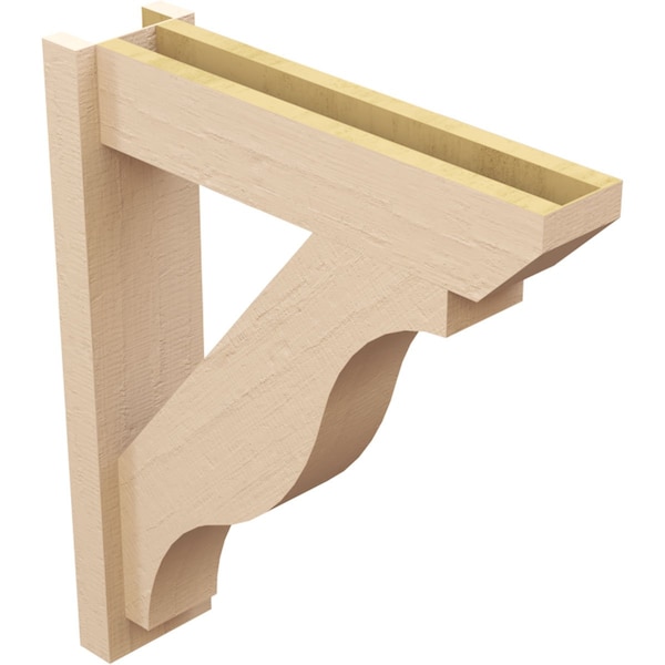 Ekena Millwork 6-in W x 24-in D x 28-in H Funston Slat Rough Cedar Woodgrain TimberThane Outlooker, Primed Tan - OUTUR060X24X28FST24RCPR