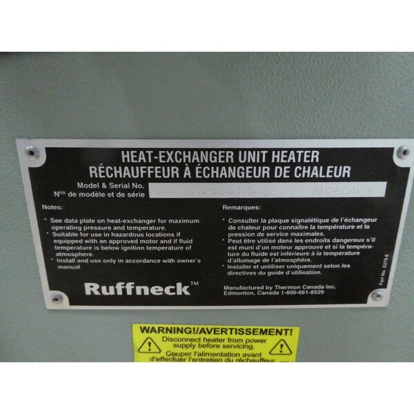 Thermon RUFFNECK UNIT HEATER 1/2HP 115/208-230V-AC OTHER HEAT EXCHANGER - AH-12A-A1A1-A1-1A-D