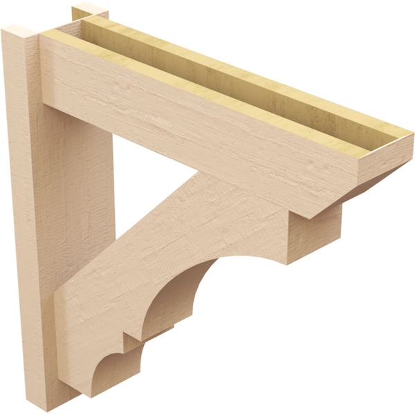 Ekena Millwork 6-in W x 24-in D x 24-in H Balboa Slat Rough Cedar Woodgrain TimberThane Outlooker, Primed Tan - OUTUR060X24X24BOA24RCPR