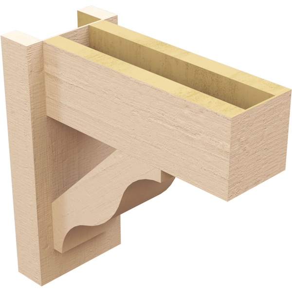Ekena Millwork 6-in W x 14-in D x 14-in H Funston Block Rough Cedar Woodgrain TimberThane Outlooker, Primed Tan - OUTUR060X14X14FST44RCPR