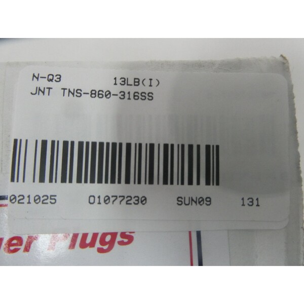 Jnt TORQ N' SEAL BOX OF 50 STAINLESS HEAT EXCHANGER PLUG 3/8IN HEX OTHER HEAT EXCHANGER, 50PK - TNS-860-316SS