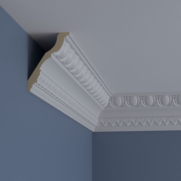 Ekena Millwork 4 7/8"H x 3 1/2"P x 6"F x 94 1/2"L Bedford Egg & Dart Crown Moulding - MLD04X03X06BE