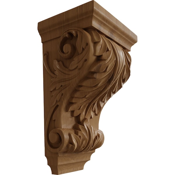 Ekena Millwork 8 1/2"W x 6 1/2"D x 14"H Large Wide Acanthus Wood Corbel, Cherry - CORW08X06X14ACCH