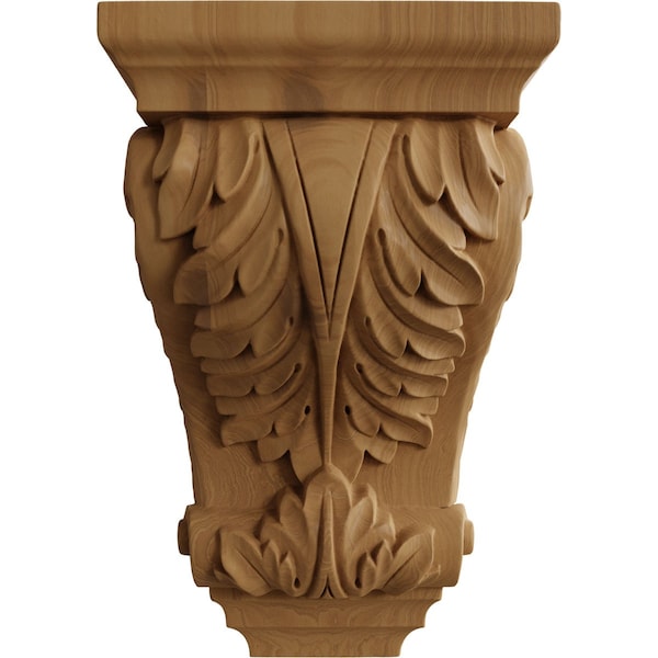 Ekena Millwork 8 1/2"W x 6 1/2"D x 14"H Large Wide Acanthus Wood Corbel, Cherry - CORW08X06X14ACCH