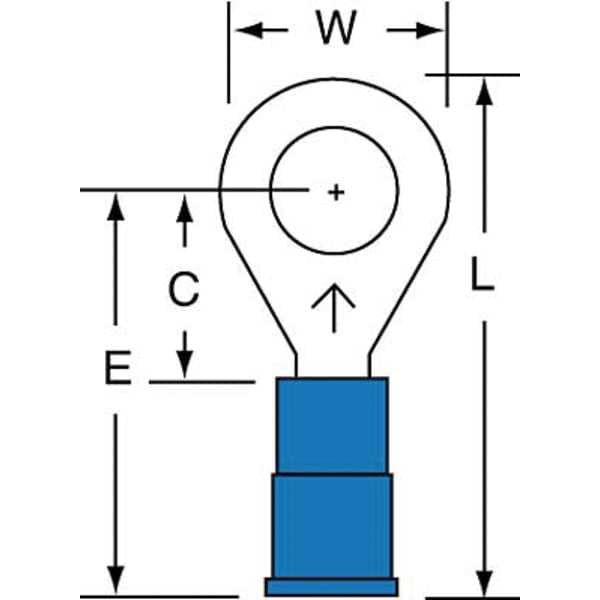 Terminal de anillo de vinilo de 16-14 AWG con espárrago de 1/4" PK1000 - MVU14-14R/SK
