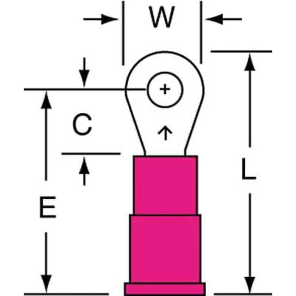 Terminal de anillo de vinilo de 22-18 AWG #4 Stud PK1000 - MVU18-4R/SK