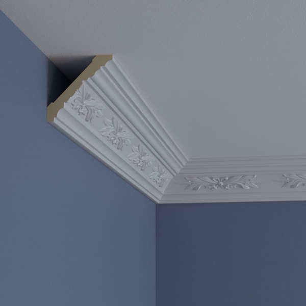Ekena Millwork 3 1/4"H x 3 1/4"P x 4 1/2"F x 94 1/2"L, (8" Repeat), Harvest Crown Moulding - MLD03X03X04HA