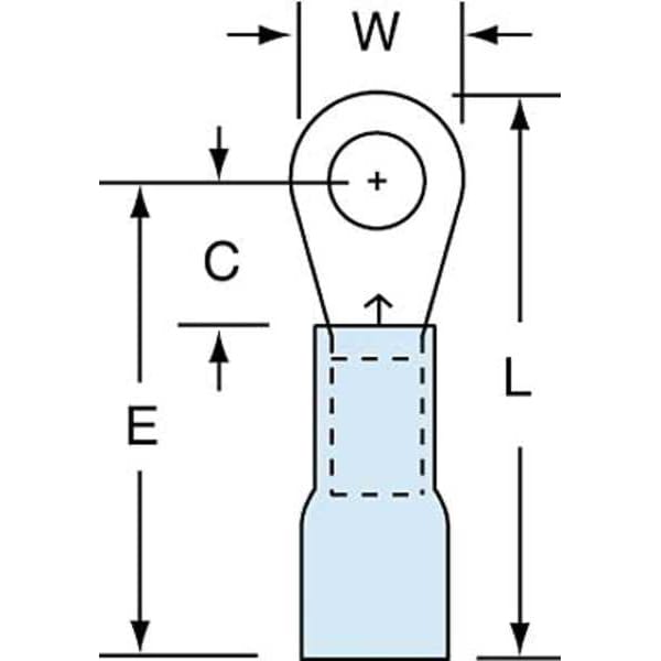 Terminal de anillo termocontraíble de 16-14 AWG para perno #8, paquete de 250 - MH14-8R/LK