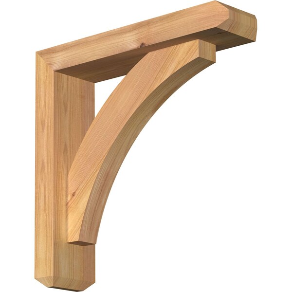 Ekena Millwork Thorton Craftsman Smooth Bracket w/ Offset Brace, Western Red Cedar, 3 1/2"W x 14"D x 14"H - BKT0402X14X14THR04SWR